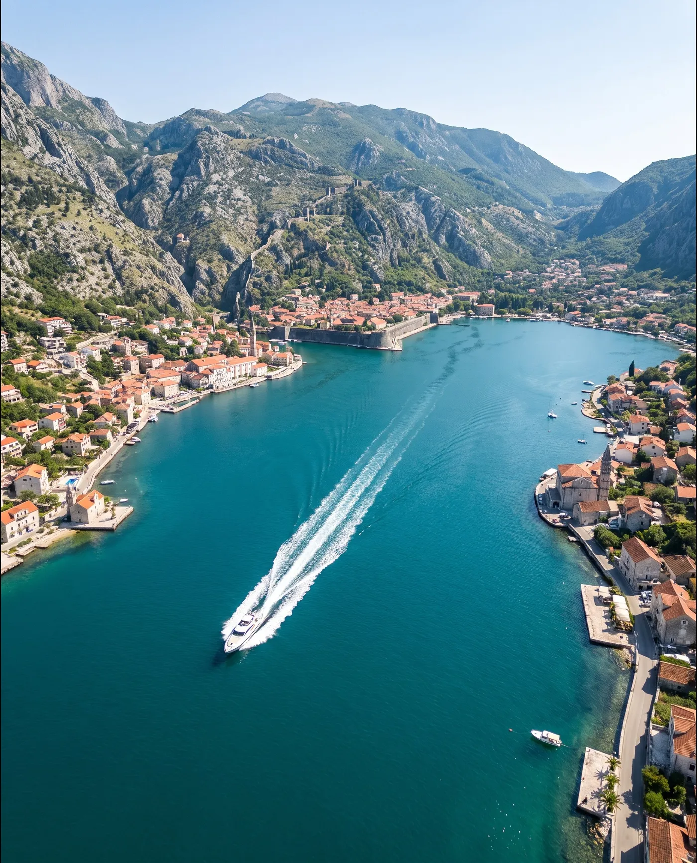 A water taxi crossing the Bay of Kotor (illustrative)