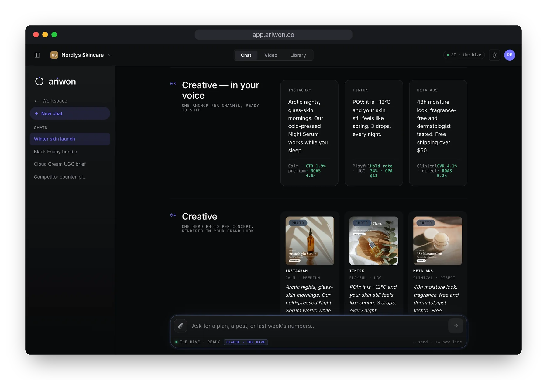 Ariwon creating on-brand ads for a demo brand