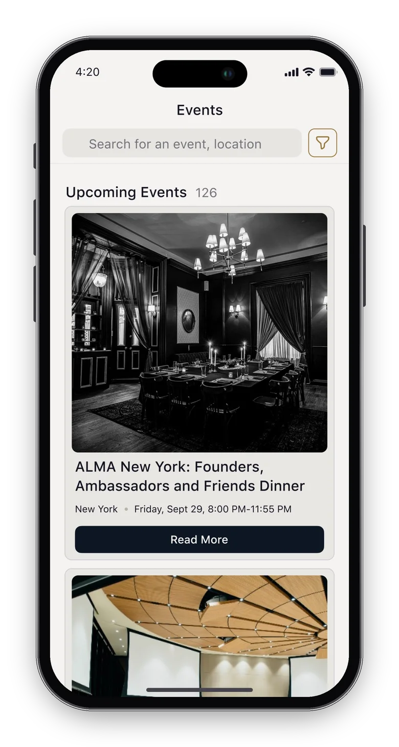 Alma Social app screen