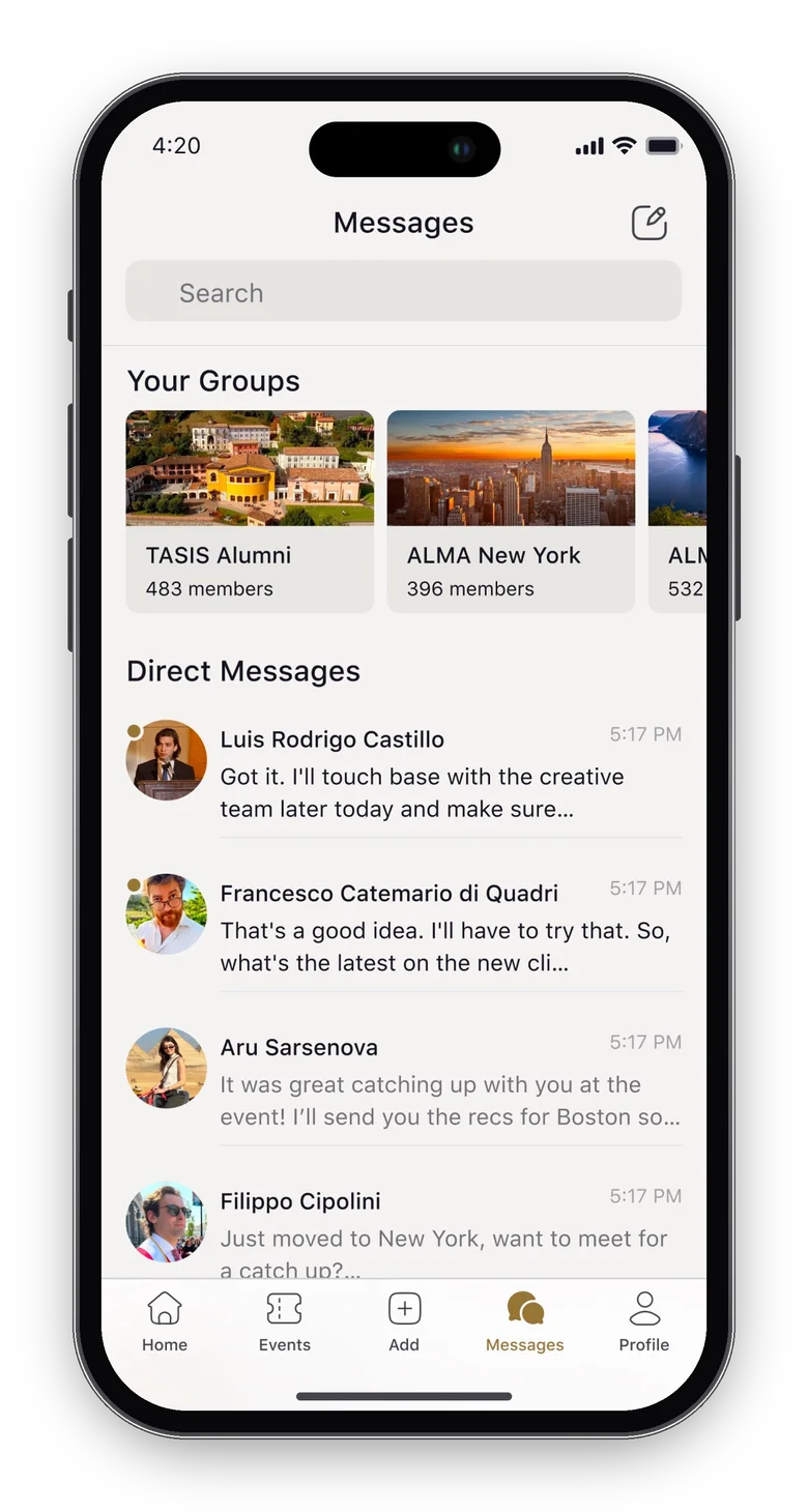Alma Social app screen